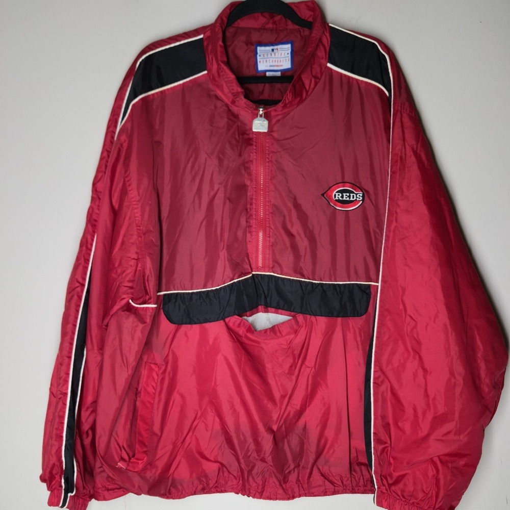 Vintage Logo Athletic Cincinnati Reds Windbreaker Jacket Mens Size 2XL Red
